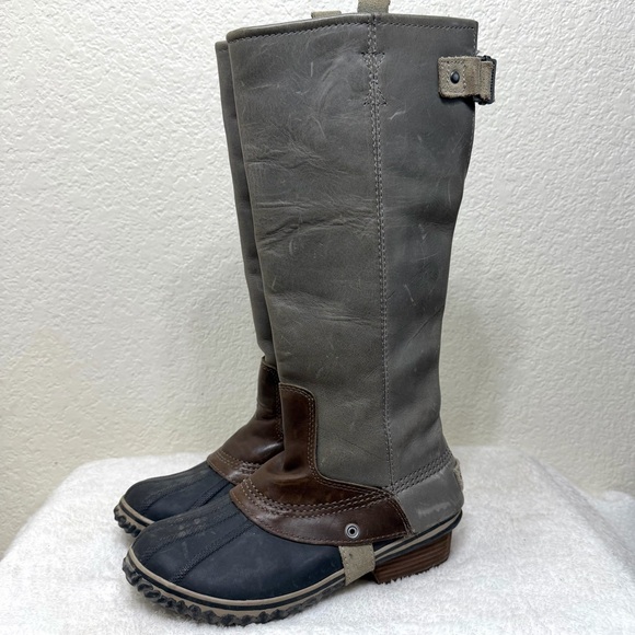 Sorel Shoes - Sorel Slimpack Tall II equestrian riding boots shale gray brown color combo 7.5